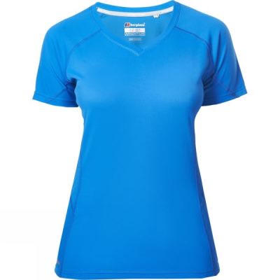 Playeras Berghaus Manga Corta V Neck Technical Mujer - Azules - Chile YOV125064